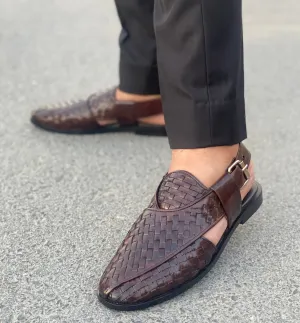 WS Pure leather Handmade Knitted Peshawari Chappal S-00690