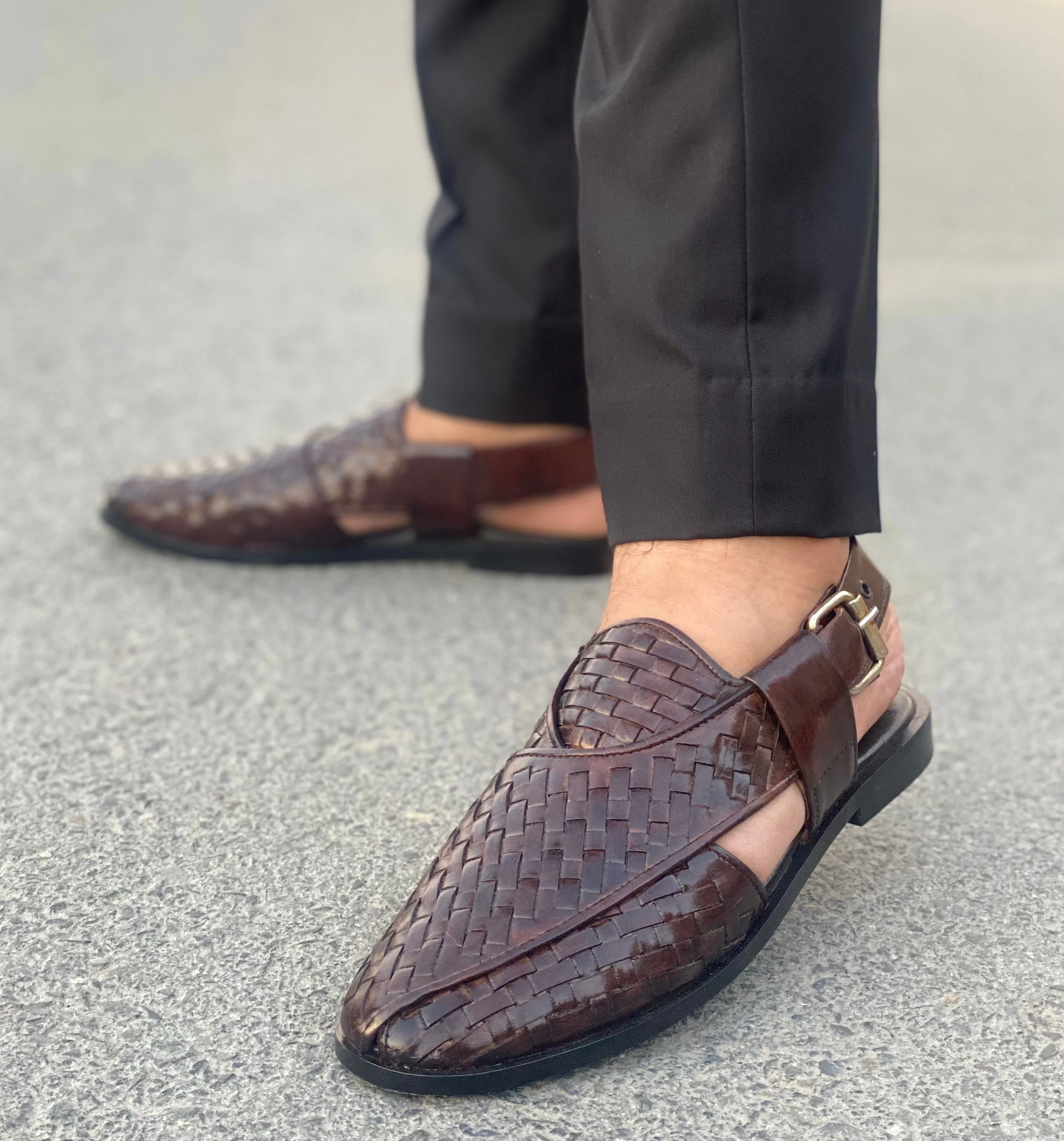 WS Pure leather Handmade Knitted Peshawari Chappal S-00690