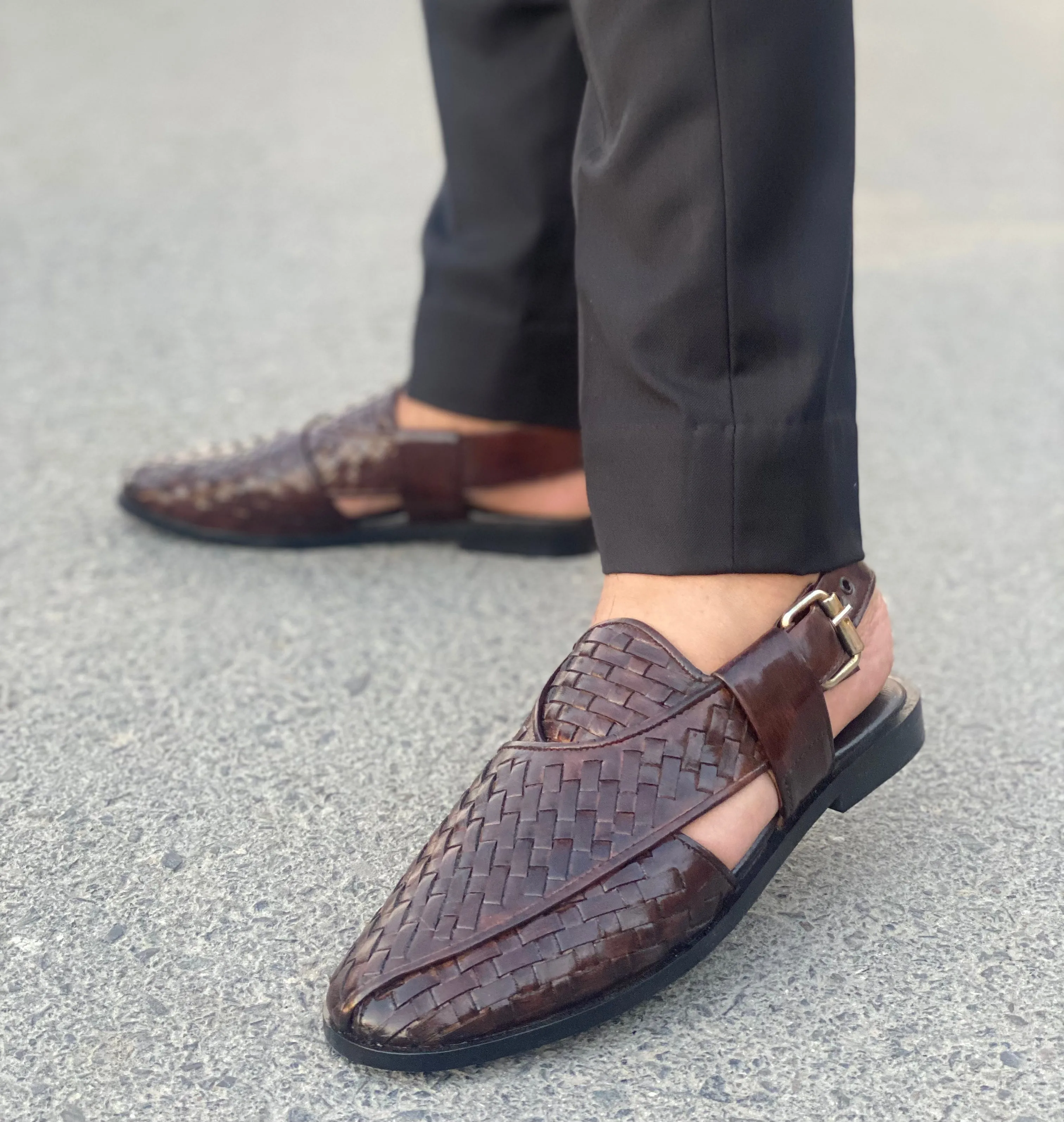 WS Pure leather Handmade Knitted Peshawari Chappal S-00690
