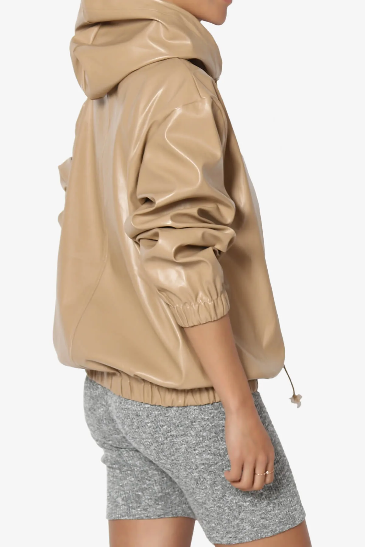 Xandra Faux Leather Oversized Hoodie