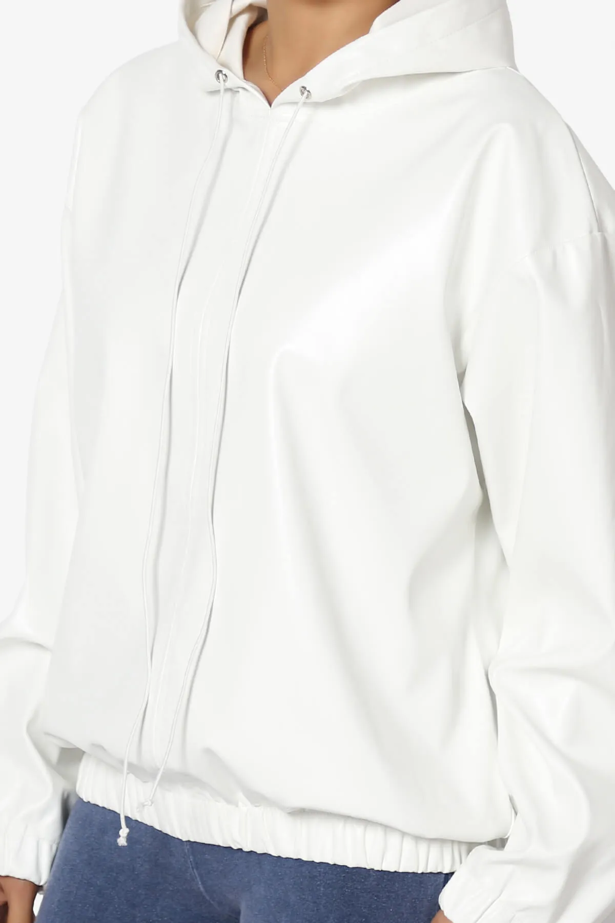Xandra Faux Leather Oversized Hoodie