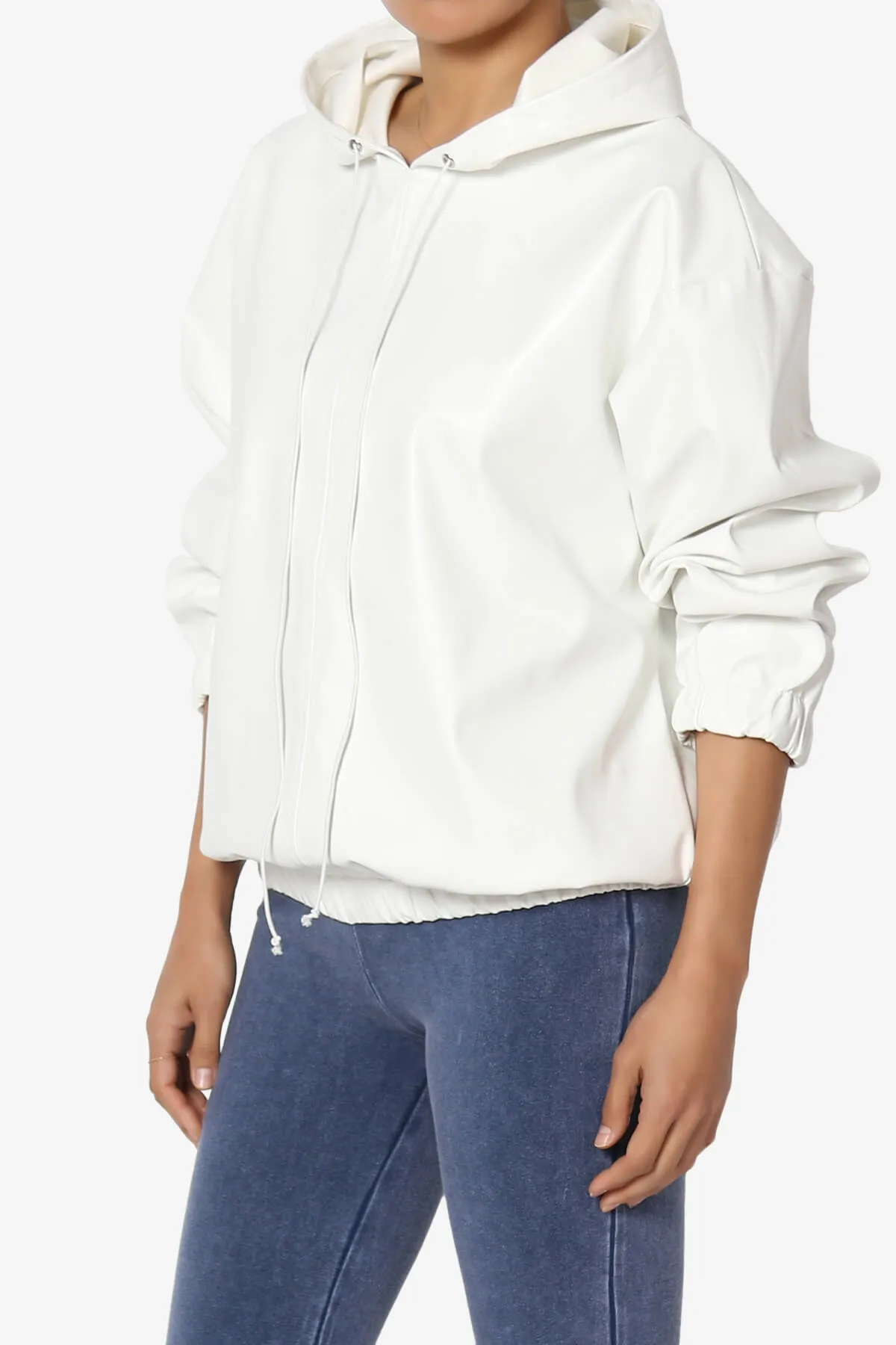 Xandra Faux Leather Oversized Hoodie