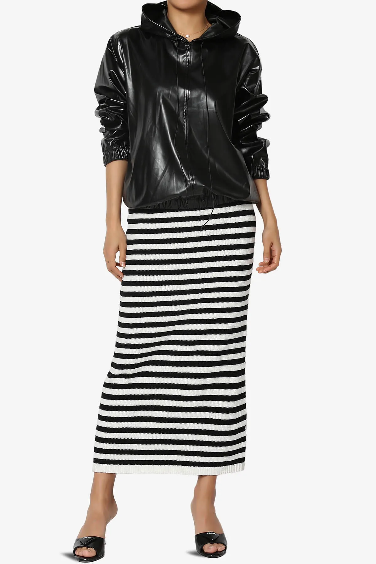 Xandra Faux Leather Oversized Hoodie