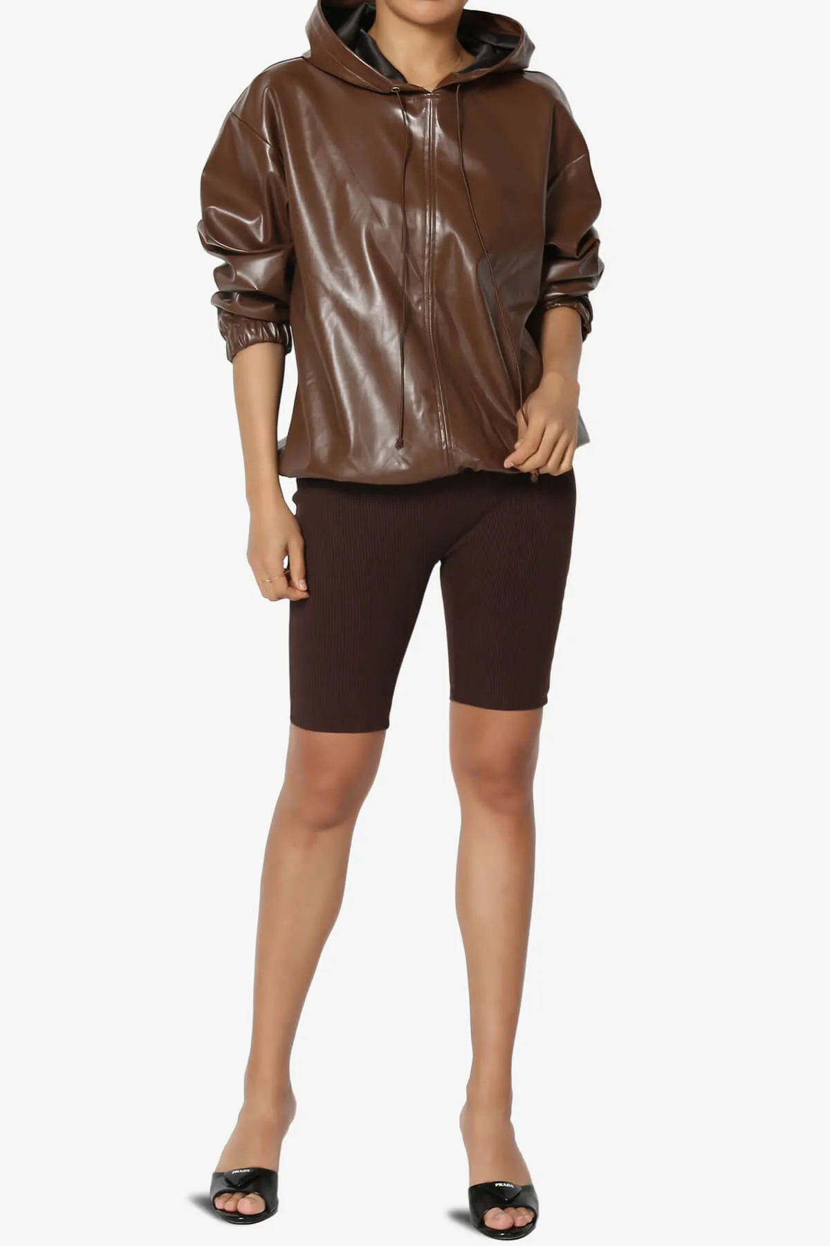 Xandra Faux Leather Oversized Hoodie