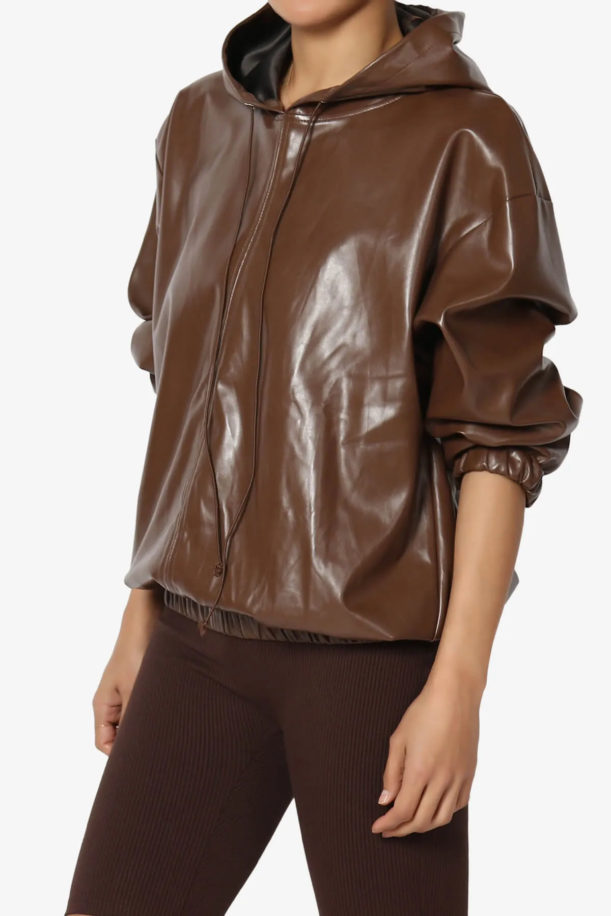Xandra Faux Leather Oversized Hoodie