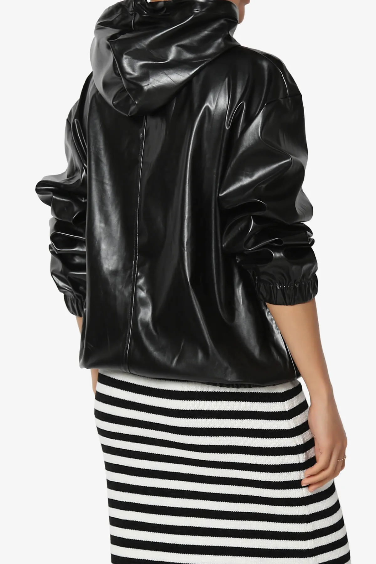 Xandra Faux Leather Oversized Hoodie