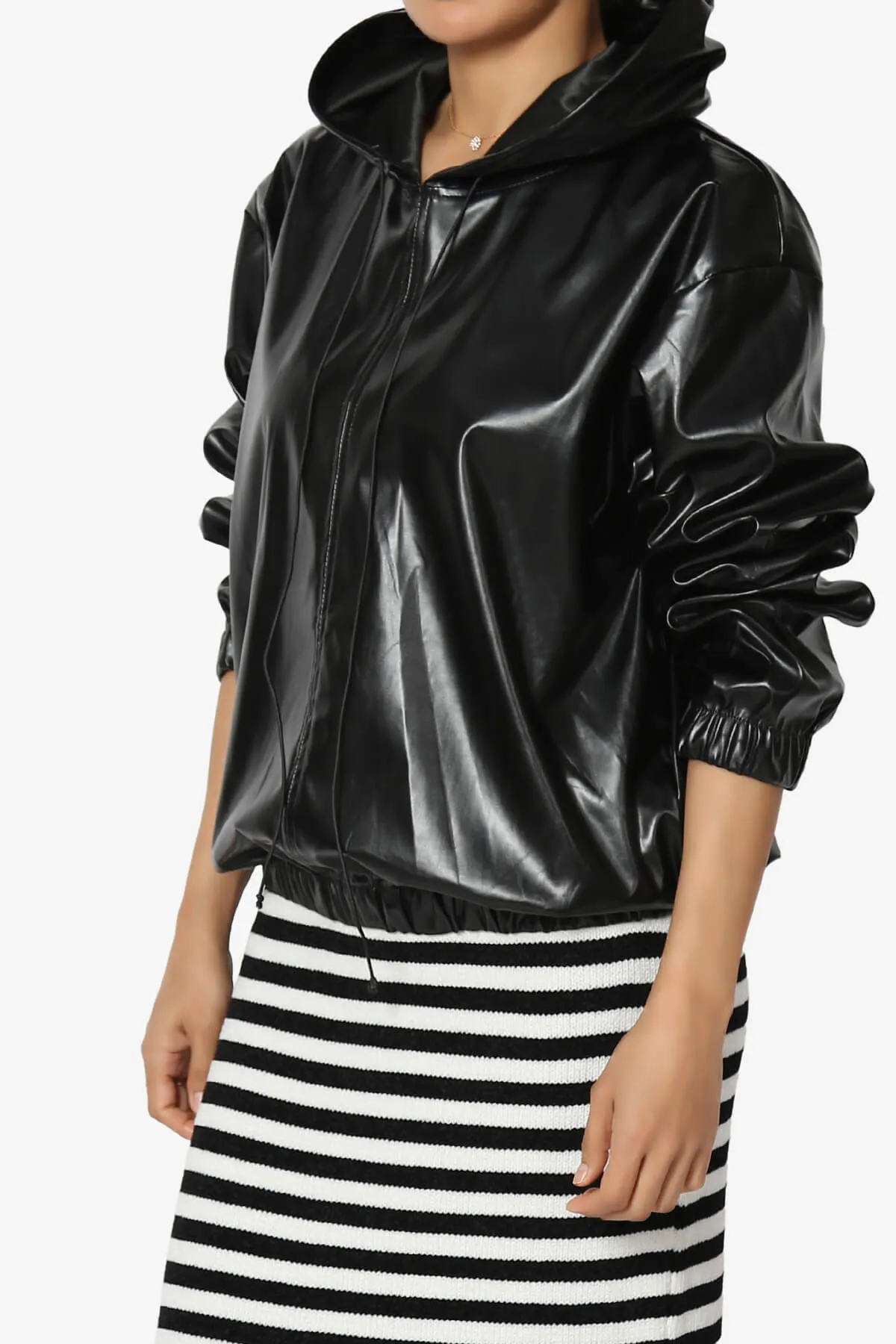 Xandra Faux Leather Oversized Hoodie