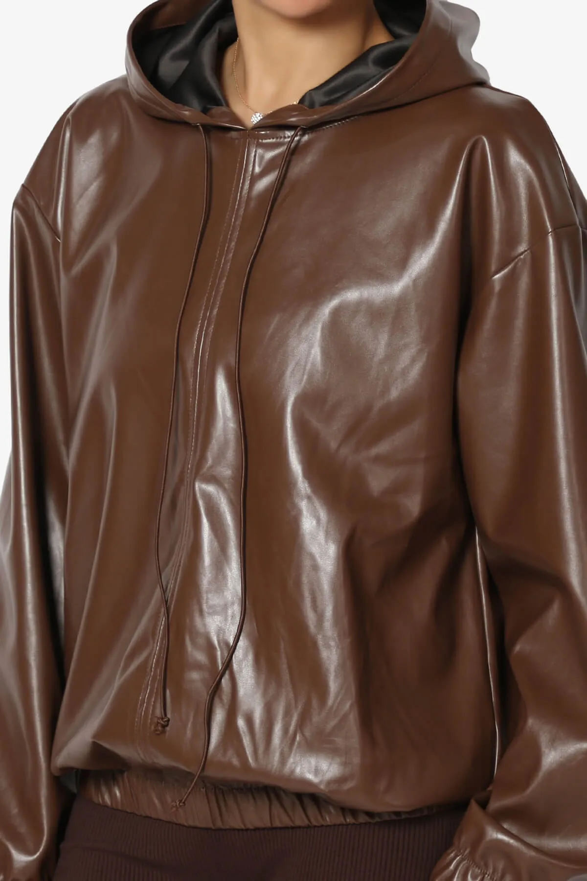 Xandra Faux Leather Oversized Hoodie