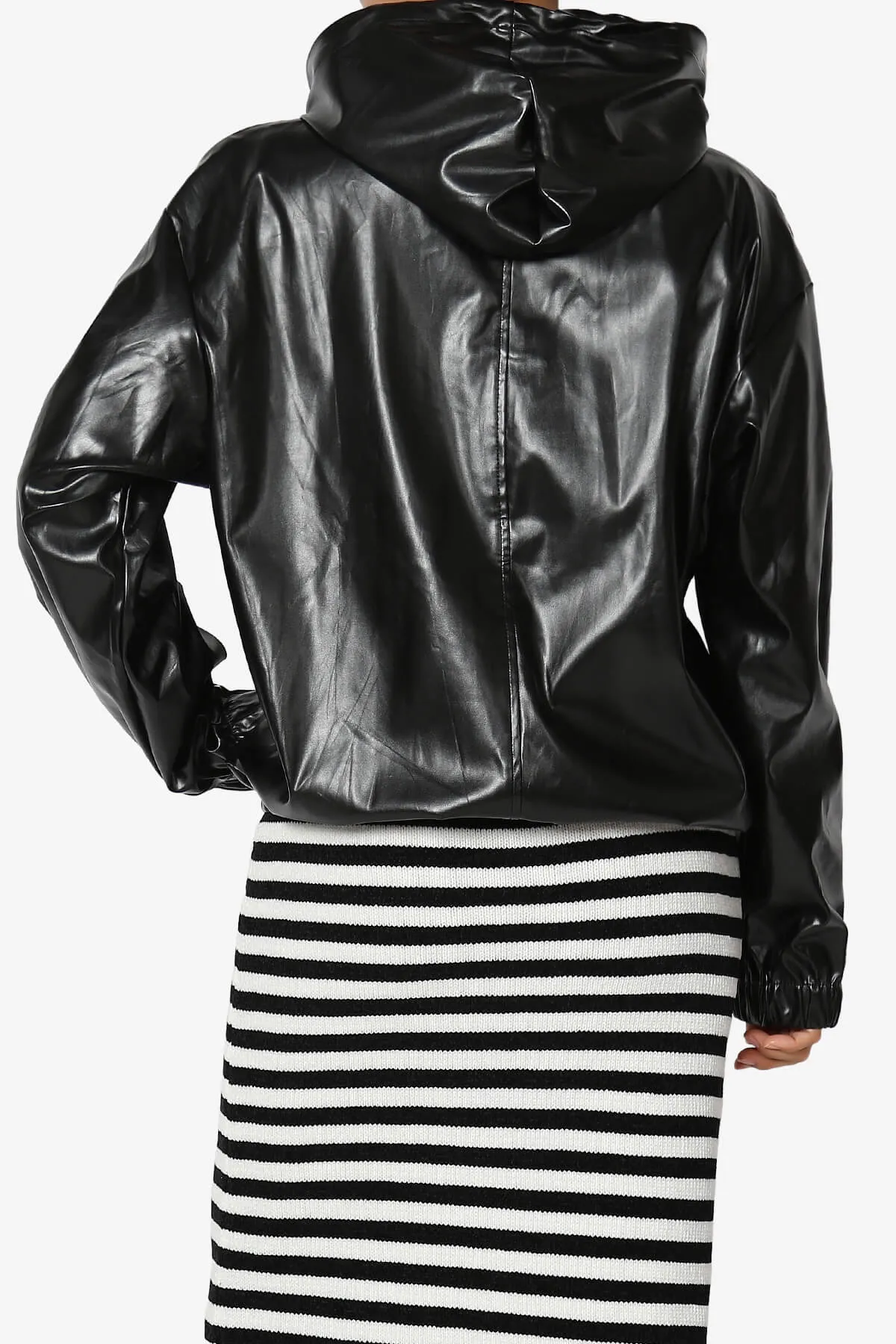 Xandra Faux Leather Oversized Hoodie