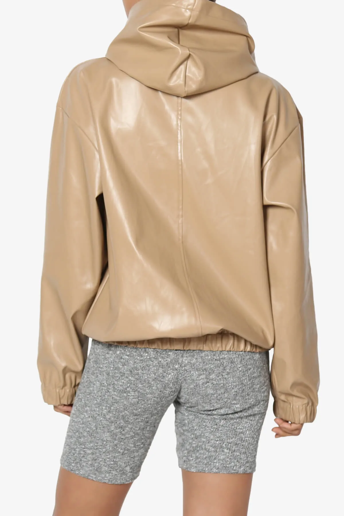 Xandra Faux Leather Oversized Hoodie