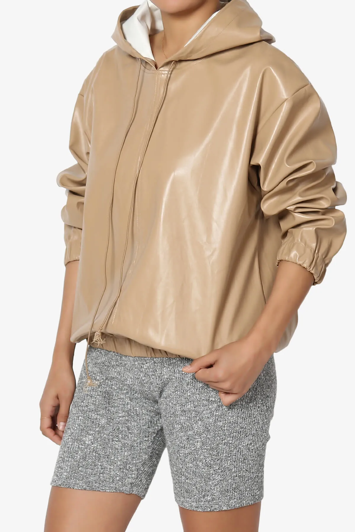Xandra Faux Leather Oversized Hoodie