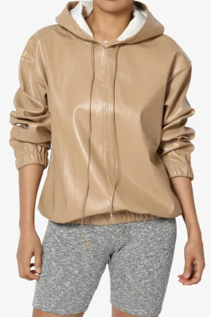 Xandra Faux Leather Oversized Hoodie
