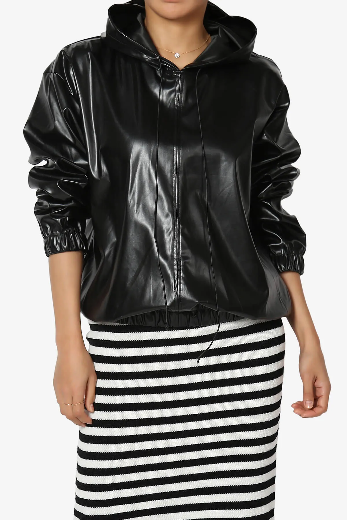 Xandra Faux Leather Oversized Hoodie