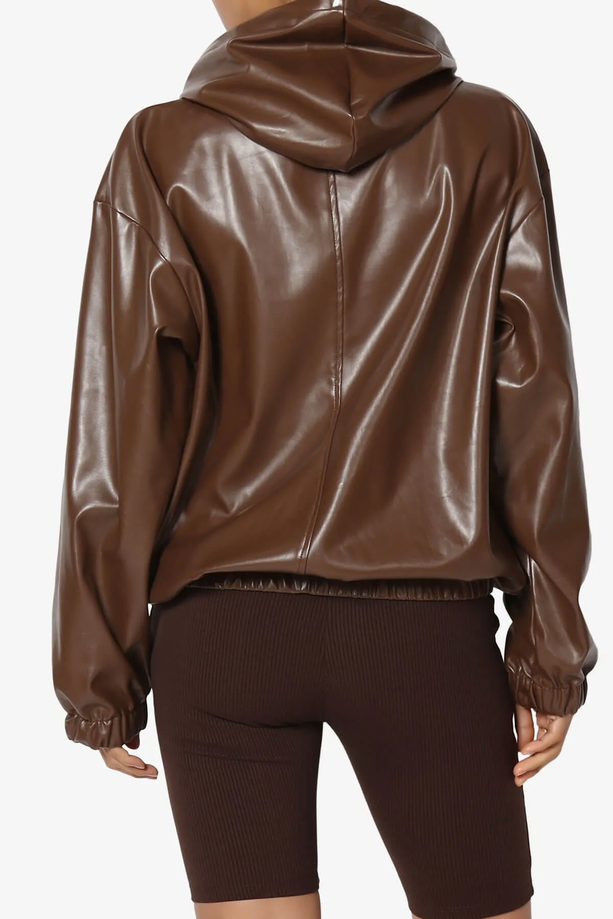 Xandra Faux Leather Oversized Hoodie