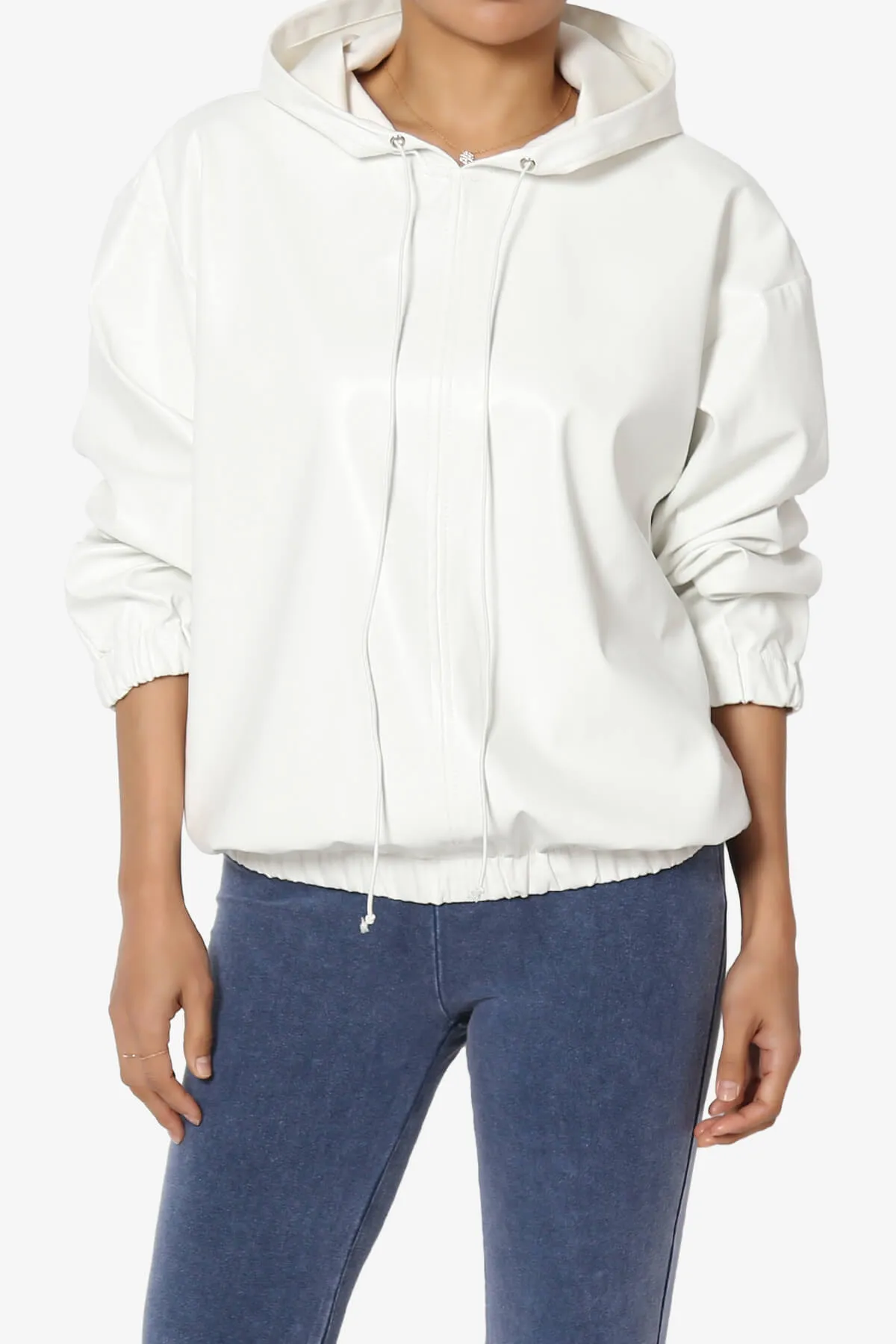 Xandra Faux Leather Oversized Hoodie