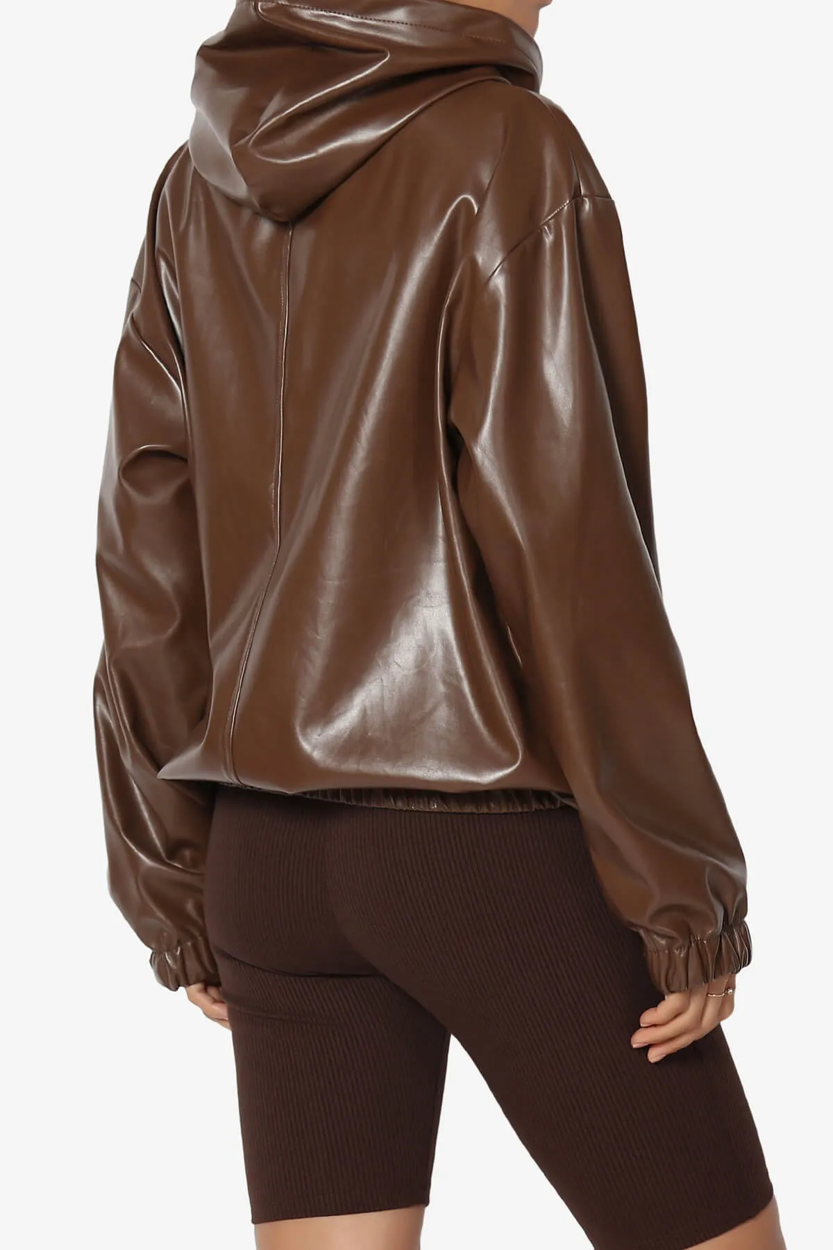 Xandra Faux Leather Oversized Hoodie