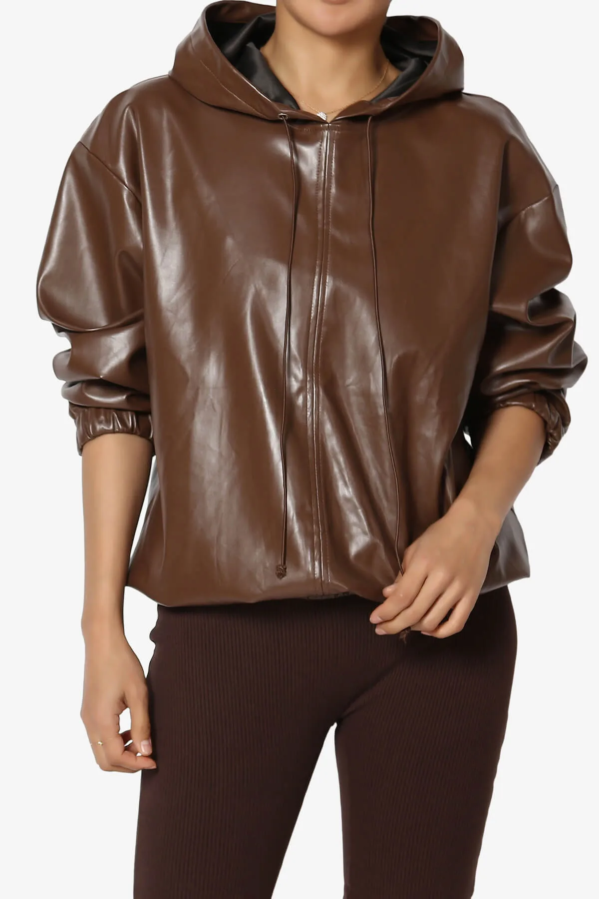 Xandra Faux Leather Oversized Hoodie