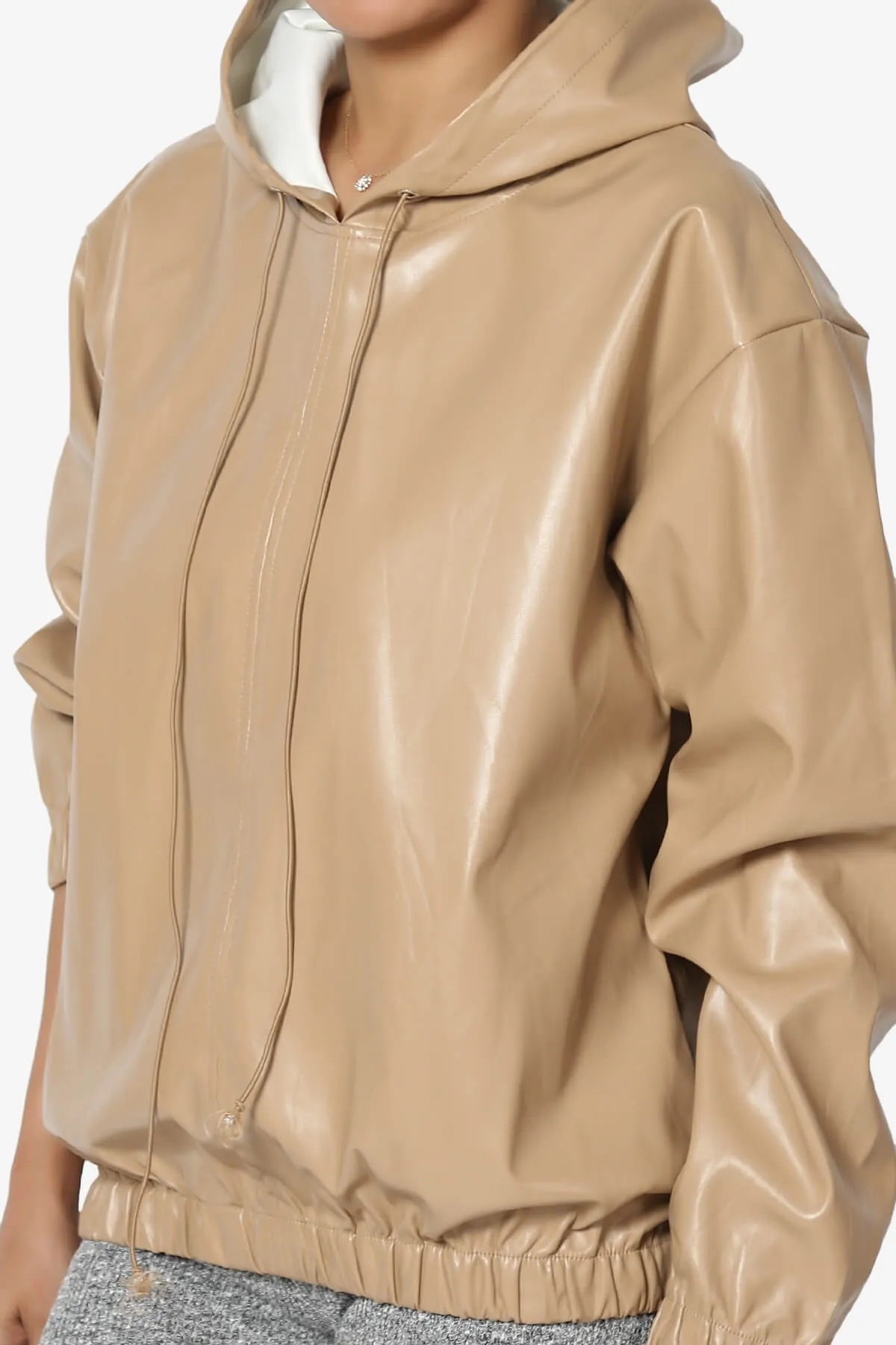 Xandra Faux Leather Oversized Hoodie