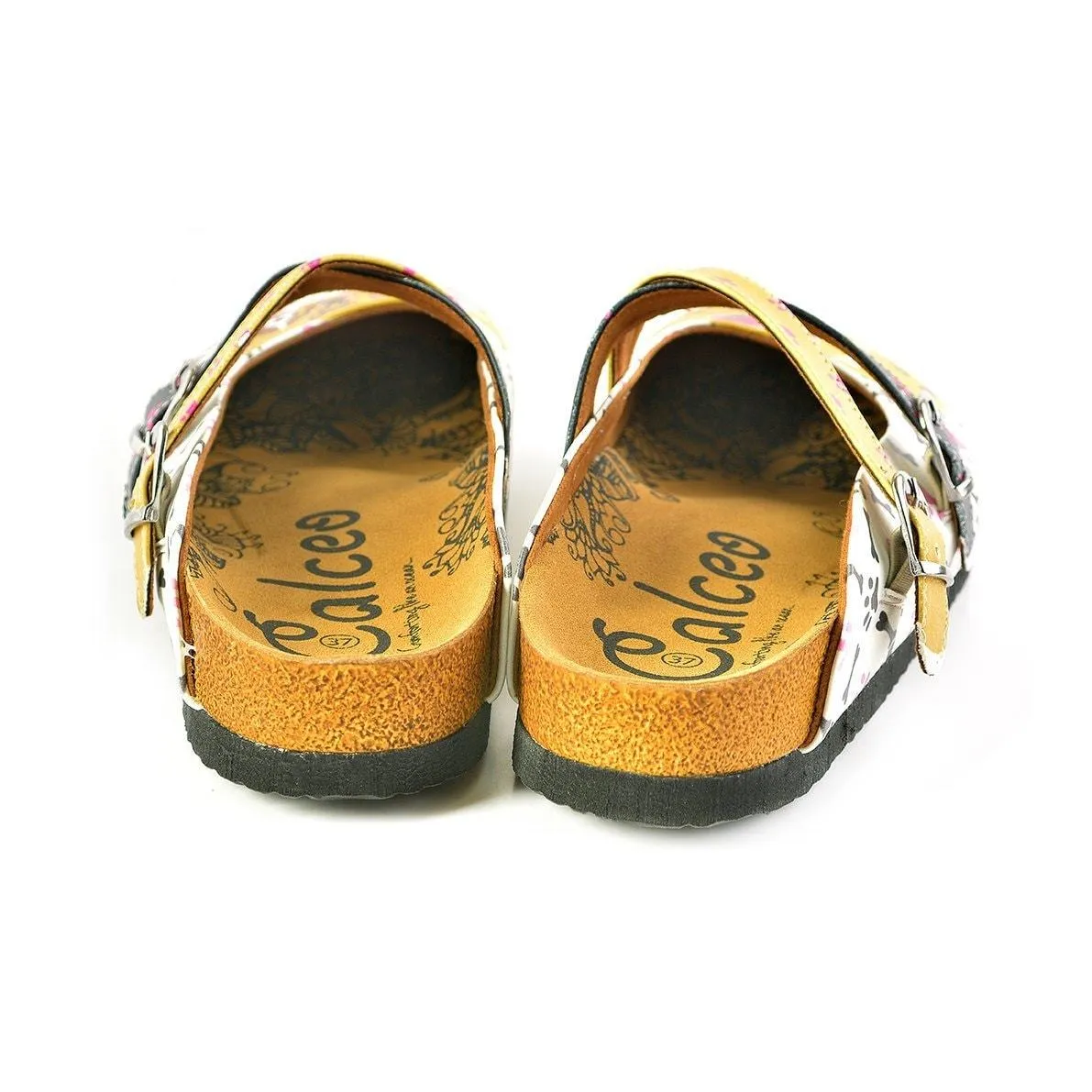 Yellow and Black Polkadot, Paw Pattern and I Love You, Cute Dogs Patterned Clogs - WCAL149