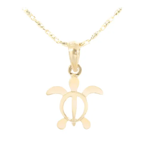 Yellow Gold Honu(Hawaiian Turtle) Kid size Pendant (Chain Sold Separately)