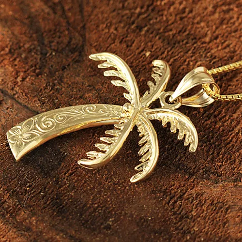 Yellow Gold Palm Tree Pendant(M) (Chain Sold Separately)