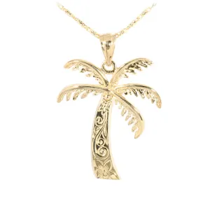 Yellow Gold Palm Tree Pendant(M) (Chain Sold Separately)