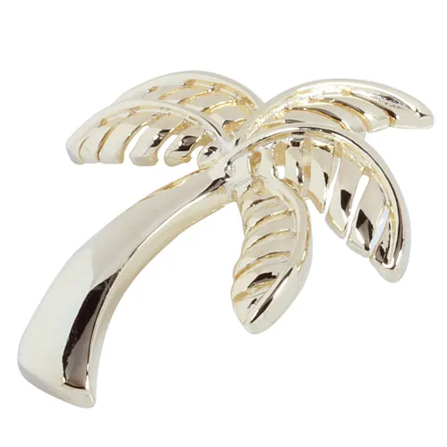 Yellow Gold Plated Sterling Silver Shiny Palm Tree Pendant (Chain Sold Separately)
