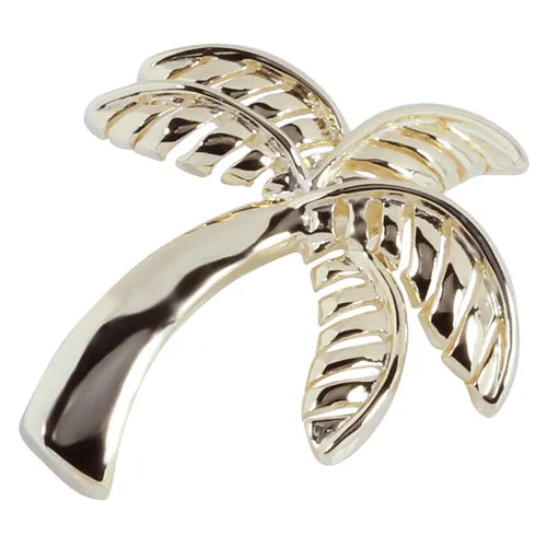 Yellow Gold Plated Sterling Silver Shiny Palm Tree Pendant (Chain Sold Separately)