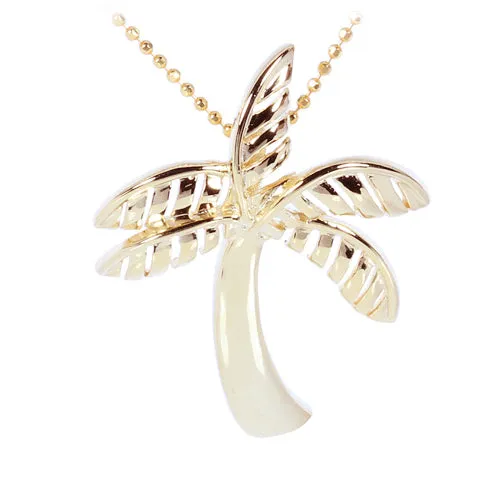 Yellow Gold Plated Sterling Silver Shiny Palm Tree Pendant (Chain Sold Separately)