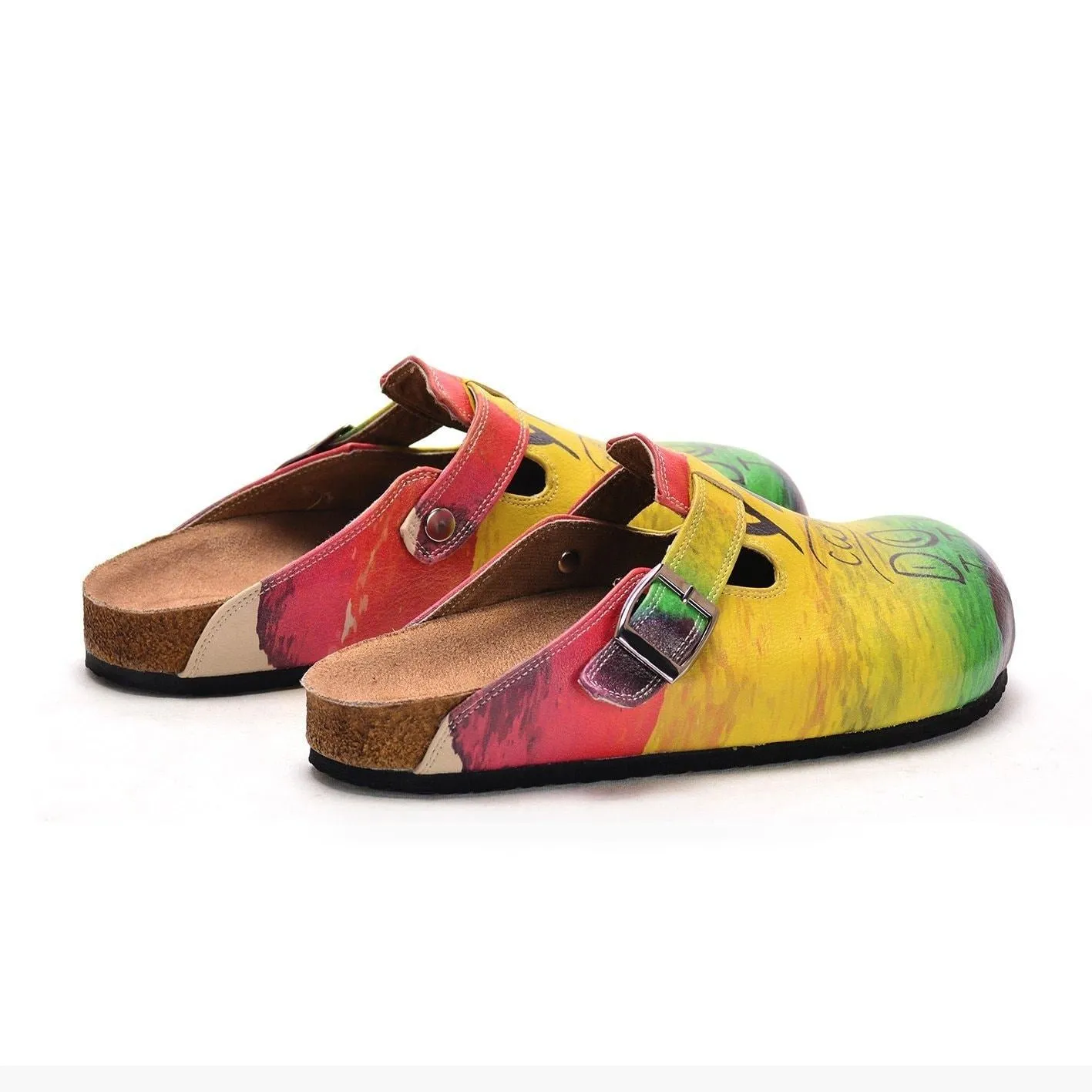 Yellow, Green, Purple, Red Color and You can do it, Patterned Clogs - CAL304