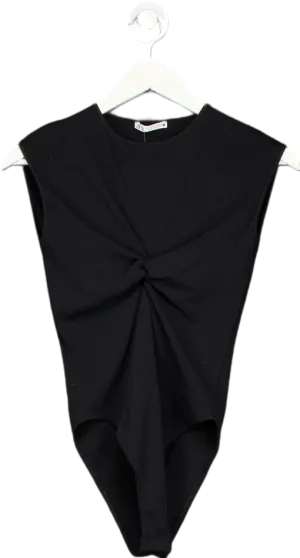 Zara Black Twist Front Bodysuit UK S
