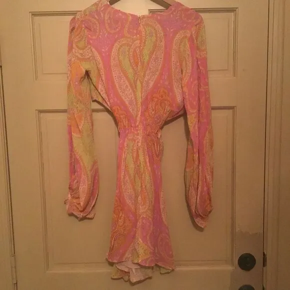 Zara Twist Front Colorful Paisley Wrap Dress