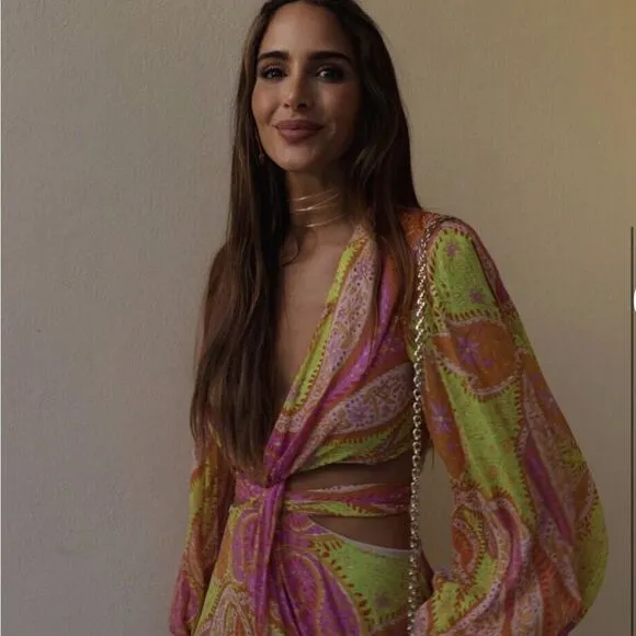 Zara Twist Front Colorful Paisley Wrap Dress