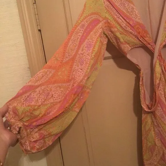 Zara Twist Front Colorful Paisley Wrap Dress
