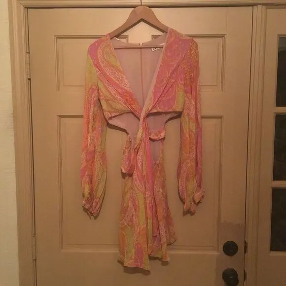 Zara Twist Front Colorful Paisley Wrap Dress